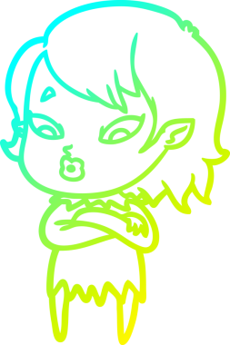 Soğuk gradyan çizgisi, bir insan tarafından çizilmiş şirin bir vampir kız çizgi filmi.