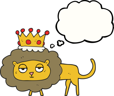 Bir insan tarafından çizilmiş serbest çizim balon karikatür aslanı.