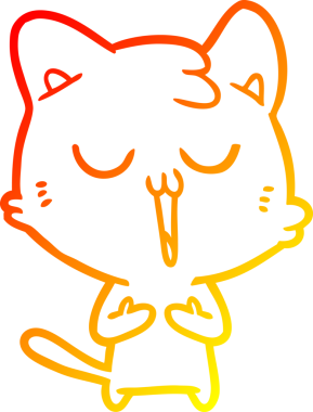 Bir insan tarafından çizilmiş çizgi film kedisinin sıcak çizgi çizimi