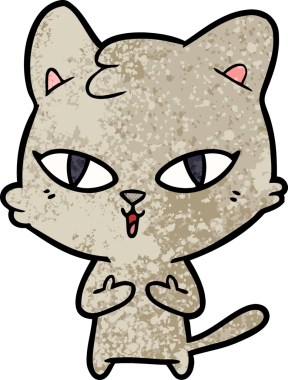 Bir insan tarafından çizilmiş çizgi film kedisi.