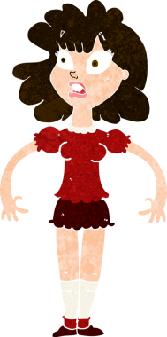 Bir insan tarafından çizilmiş, şok olmuş yüzü olan güzel bir kız.