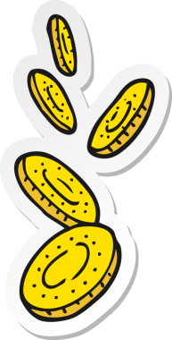 Bir insan tarafından çizilmiş bir karikatür parasının etiketi.