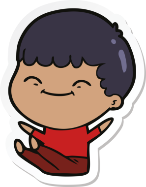 Bir insan tarafından çizilmiş mutlu bir çocuğun çıkartması.