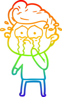 Bir insan tarafından çizilmiş ağlayan bir adamın çizdiği gökkuşağı gradyan çizgisi.