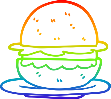 gökkuşağı gradyan çizgi çizimi bir insan tarafından çizilmiş bir hamburger