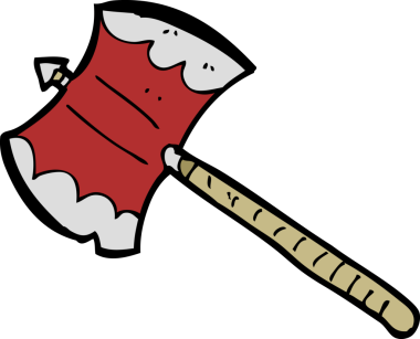 Bir insan tarafından çizilmiş çift taraflı balta.