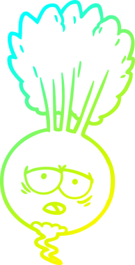 Bir insan tarafından çizilmiş karikatür kökü bitkisinin soğuk gradyan çizimi