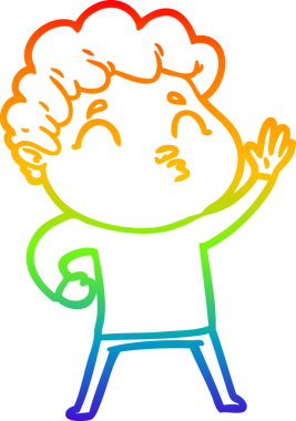 Gökkuşağı gradyan çizgi çizimi bir insan tarafından çizilen bir çizgi film adamı