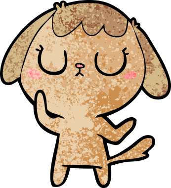 Bir insan tarafından çizilmiş şirin bir çizgi film köpeği.