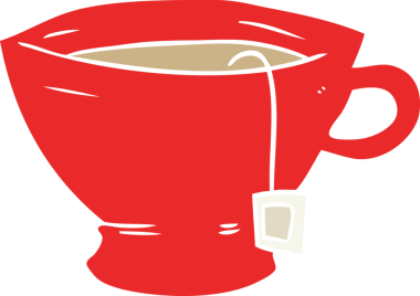 Bir insan tarafından çizilmiş düz renkli bir çay fincanı.