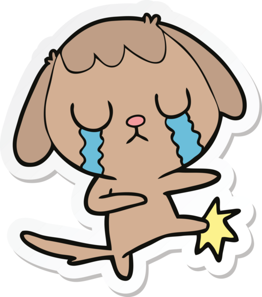 Bir insan tarafından çizilmiş şirin bir köpeğin çıkartması.