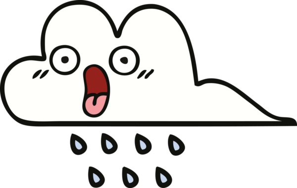Bir insan tarafından çizilmiş şirin yağmur bulutu karikatürü