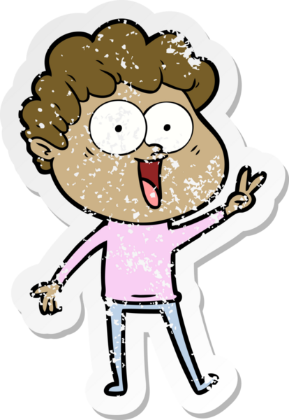 Bir insan tarafından çizilmiş mutlu bir adamın sıkıntılı çıkartması.