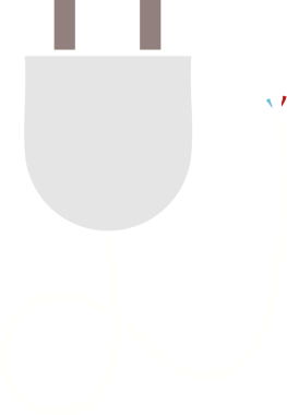 Bir insan tarafından çizilmiş elektrik prizinin düz renkli retro karikatürü