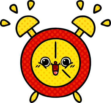 bir insan tarafından çizilmiş bir çalar saatin çizgi roman tarzı