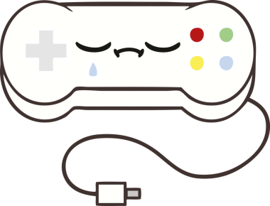 Bir insan tarafından çizilmiş bir oyun denetleyicisinin düz renk retro karikatürü