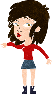 Bir insan tarafından çizilmiş karikatür kadını.