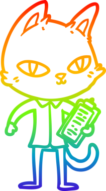 gökkuşağı gradyan çizgi çizimi bir insan tarafından çizilmiş bir ofis kedisi