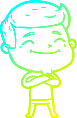 Bir insan tarafından çizilmiş mutlu bir çizgi film karakteri çizimi.