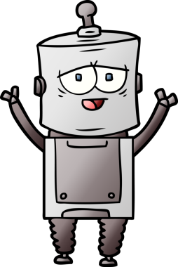 Bir insan tarafından çizilmiş çizgi film robotu