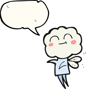 Serbest konuşma balonu karikatürü. Bir insan tarafından çizilmiş şirin bulut kafalı şeytan.