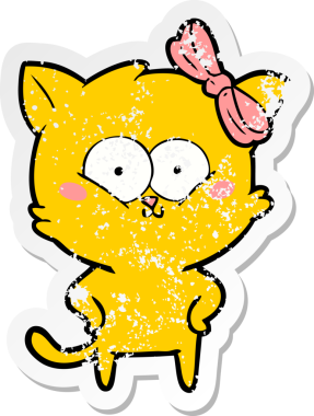 Bir insan tarafından çizilmiş karikatür bir kedinin sıkıntılı çıkartması.