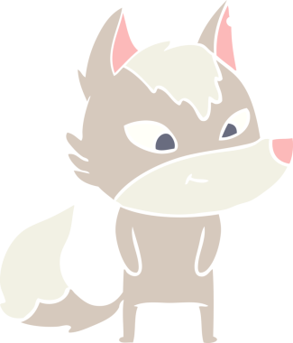 Bir insan tarafından çizilmiş düz renkli çizgi film kurdu.