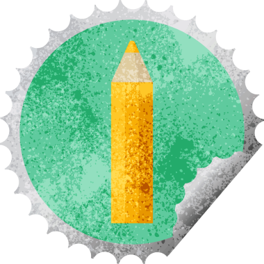 bir insan tarafından çizilmiş turuncu renkli kalem grafik vektör illüstrasyon yuvarlak etiket