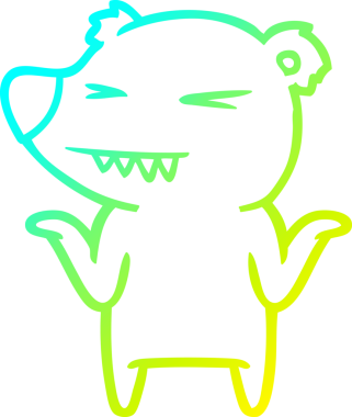 Kızgın bir kutup ayısı çizgi filminin soğuk gradyan çizgisi bir insan tarafından çizilmiş omuz silkiyor.