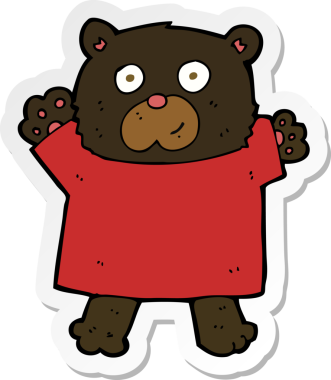 Bir insan tarafından çizilmiş şirin siyah bir ayının çıkartması.