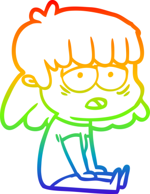 gökkuşağı gradyan çizgi çizimi bir insan tarafından çizilmiş yorgun bir kadın