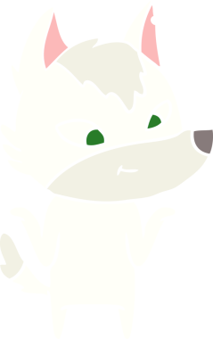 Bir insan tarafından çizilmiş düz renkli çizgi film kurdu.