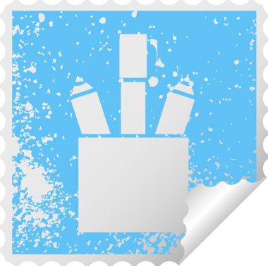 Bir insan tarafından çizilmiş kalem tenceresinin kare soyma etiketi.