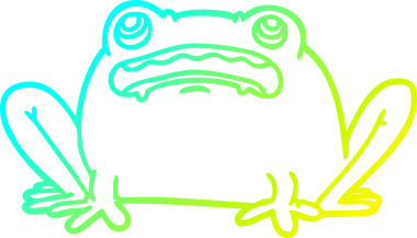 Bir insan tarafından çizilmiş bir kurbağanın soğuk çizgi çizimi.