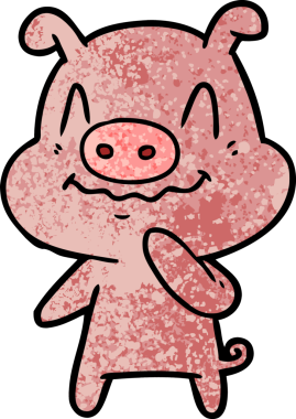 Bir insan tarafından çizilmiş sinirli çizgi film domuzu.