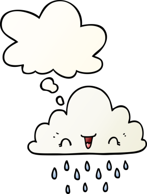 Düşünce baloncuklu karikatür fırtına bulutu bir insan tarafından çizilmiş.