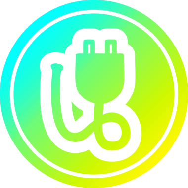 elektrik prizi dairesel simgesi bir insan tarafından çizilmiş gradyan bitiş