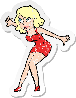 Bir insan tarafından çizilmiş bir kadın ajanın gerilmiş çıkartması.