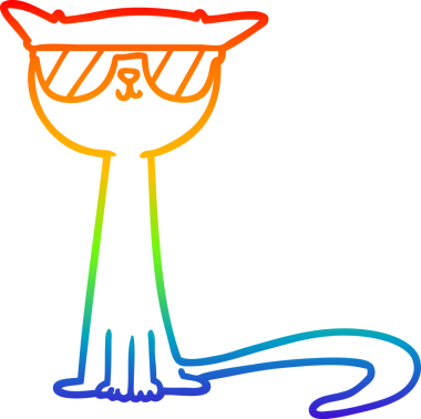 Gökkuşağı gradyan çizgi çizimi bir insan tarafından çizilmiş havalı bir kedi