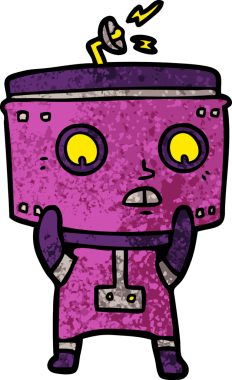 Bir insan tarafından çizilmiş çizgi film robotu