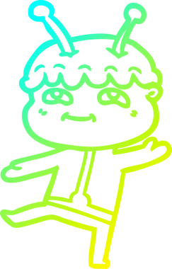 Bir insan tarafından çizilmiş soğuk gradyan çizgi film karakteri uzay adamı.