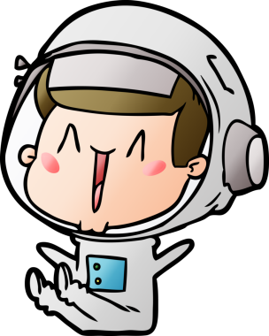 Bir insan tarafından çizilmiş mutlu astronot çizgi filmi.