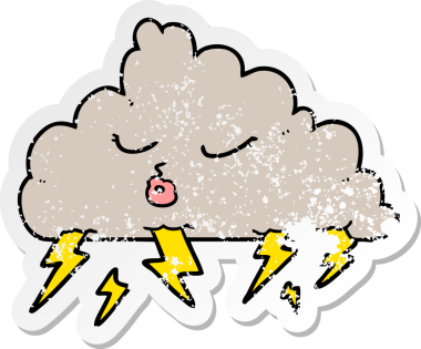 Bir insan tarafından çizilmiş karikatür gökgürültüsü çıkartması.