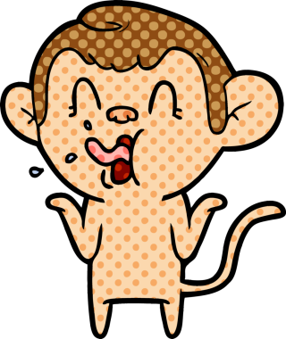 Bir insan tarafından çizilmiş çılgın çizgi film maymunu