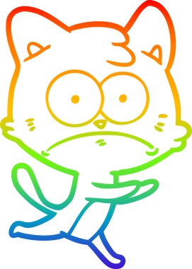 Gökkuşağı gradyan çizgi çizimi Bir insan tarafından çizilmiş gergin kedi