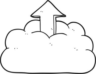 Bir insan tarafından çizilen buluta serbest çizim siyah beyaz çizgi film yükleme