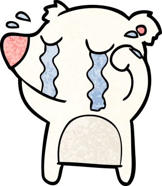 Bir insan tarafından çizilmiş üzgün küçük kutup ayısı çizgi filmi.