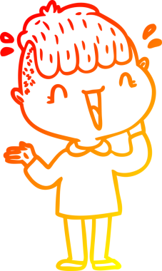 Sıcak bir çizgi film çizimi. Mutlu bir çocuk. Bir insan tarafından çizilmiş.