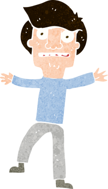 Bir insan tarafından çizilen panikleyen çizgi film çocuğu.