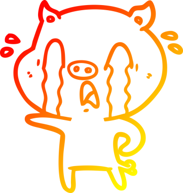 Bir insan tarafından çizilmiş, ağlayan bir domuz çizgi filmi.